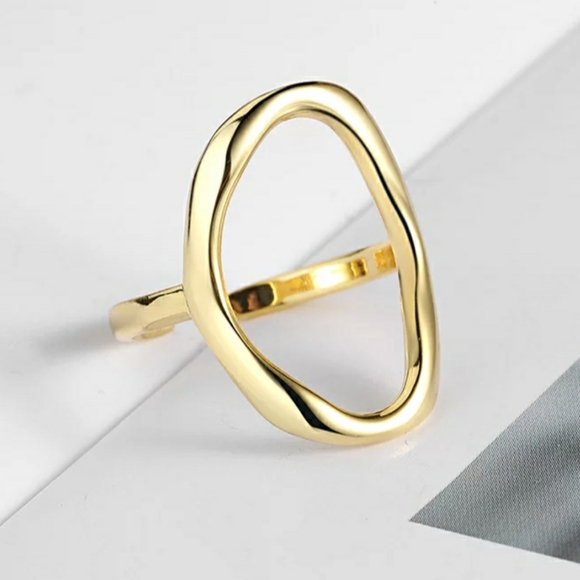 NEW SILVER / GOLD PLATED CIRCLE ADJUSTABLE RING - Picture 6 of 6